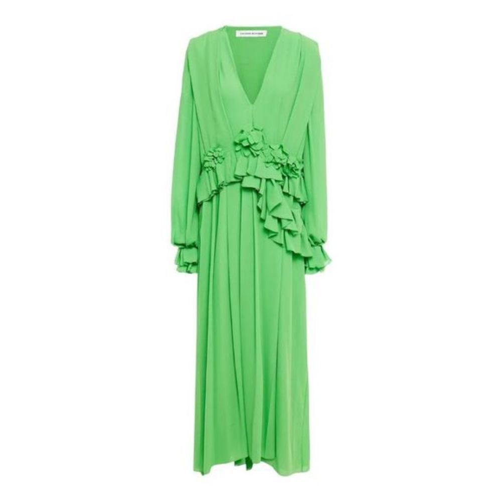 Victoria Beckham green Ruffle Midi Dress size 8